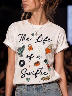 Originality The Life of a Swiftie Graphic T-Shirt Size L 100% Cotton NWT